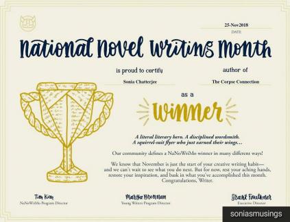 NaNoWriMo Certificate