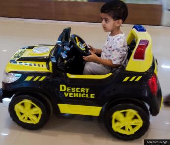 Keeping himself entertained through non-living things